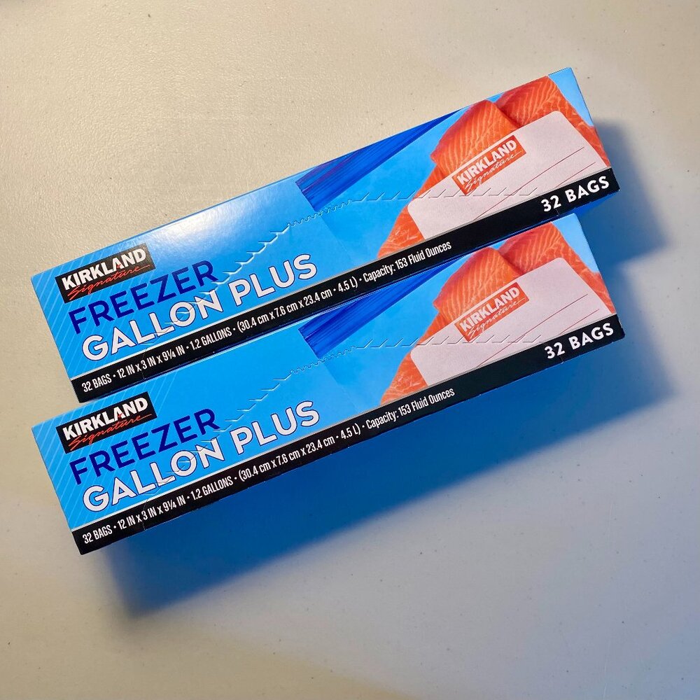 2 x 32 Bag Box Kirkland Signature Freezer Gallon Plus Bags (64 Bags) NewSealed